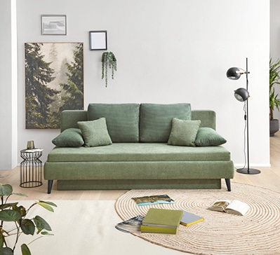 Grüne Couch im Wohnzimmer