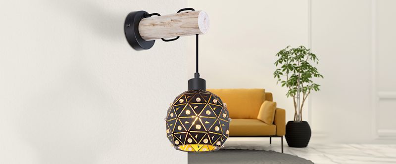 Wandlampe im Retro Stil in schwarz gold