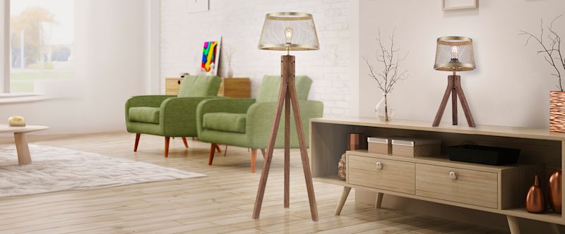 Bild einer Stehlampe in einem Wohnzimmer