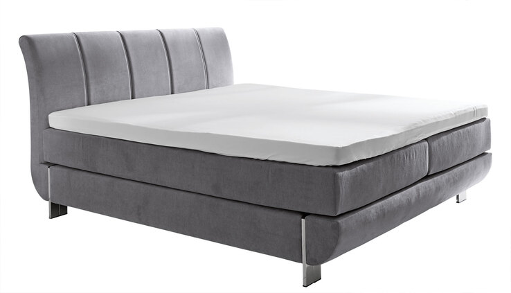 Boxspringbett Teneriffa Stoff Grau ca. 180 x 200 cm 