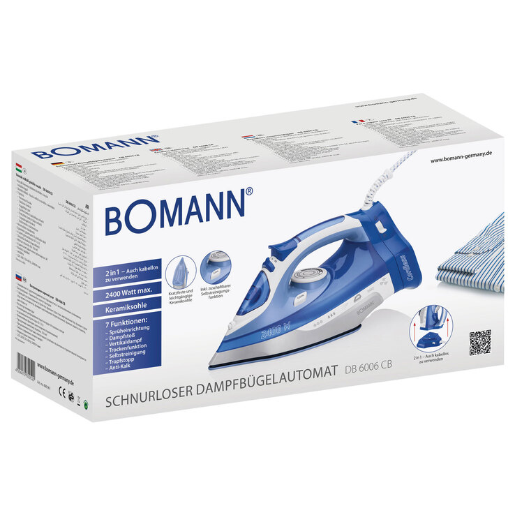 BOMANN Dampfbügeleisen DB 6006 CB kabellos blau