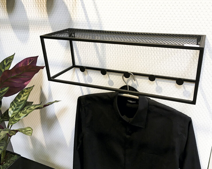 Wandgarderobe Leicester 5 Schwarz Metall 50 x 16 cm