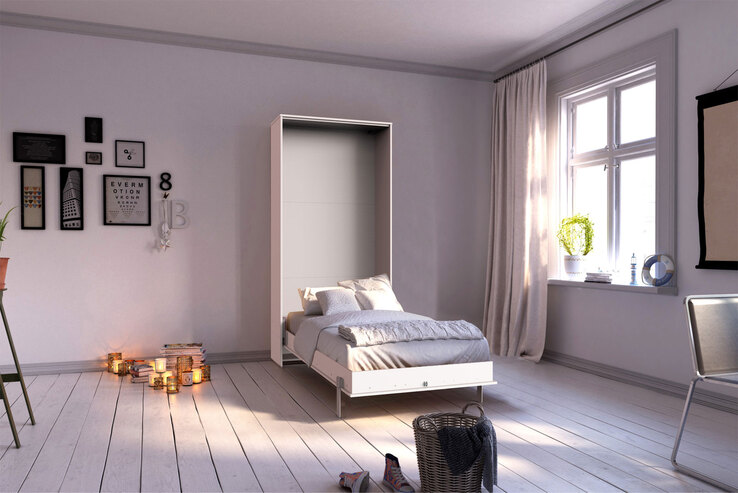 Wandklappbett Juist vertikal Weiß 132x213x43 cm