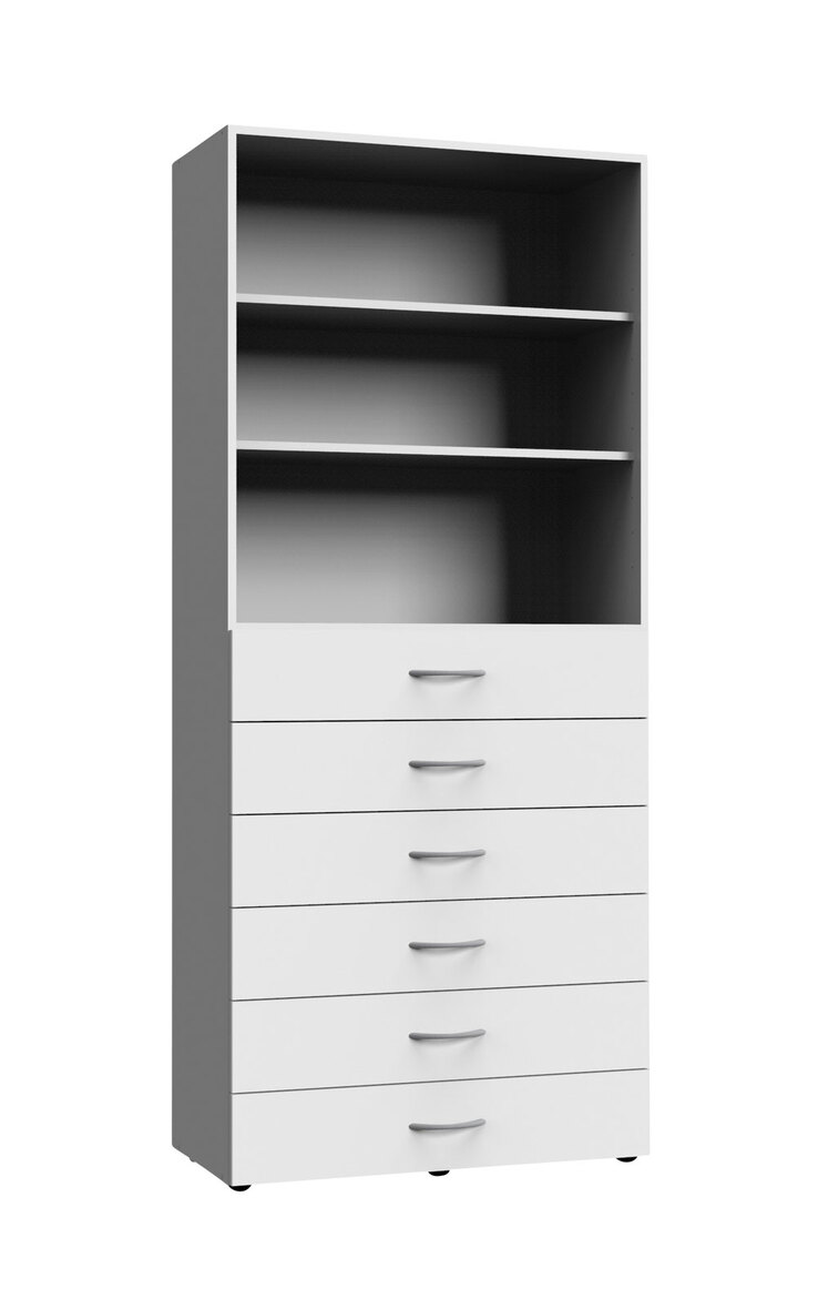 Büro-Mehrzweckschrank Multiraumkonzept 80x185x40 cm weiß