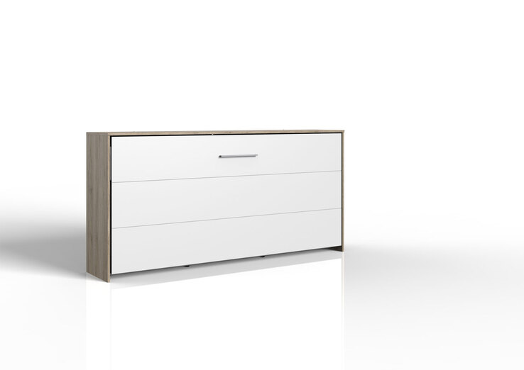Wandklappbett Juist horizontal San Remo Eiche NB Weiß 212x105x43 cm