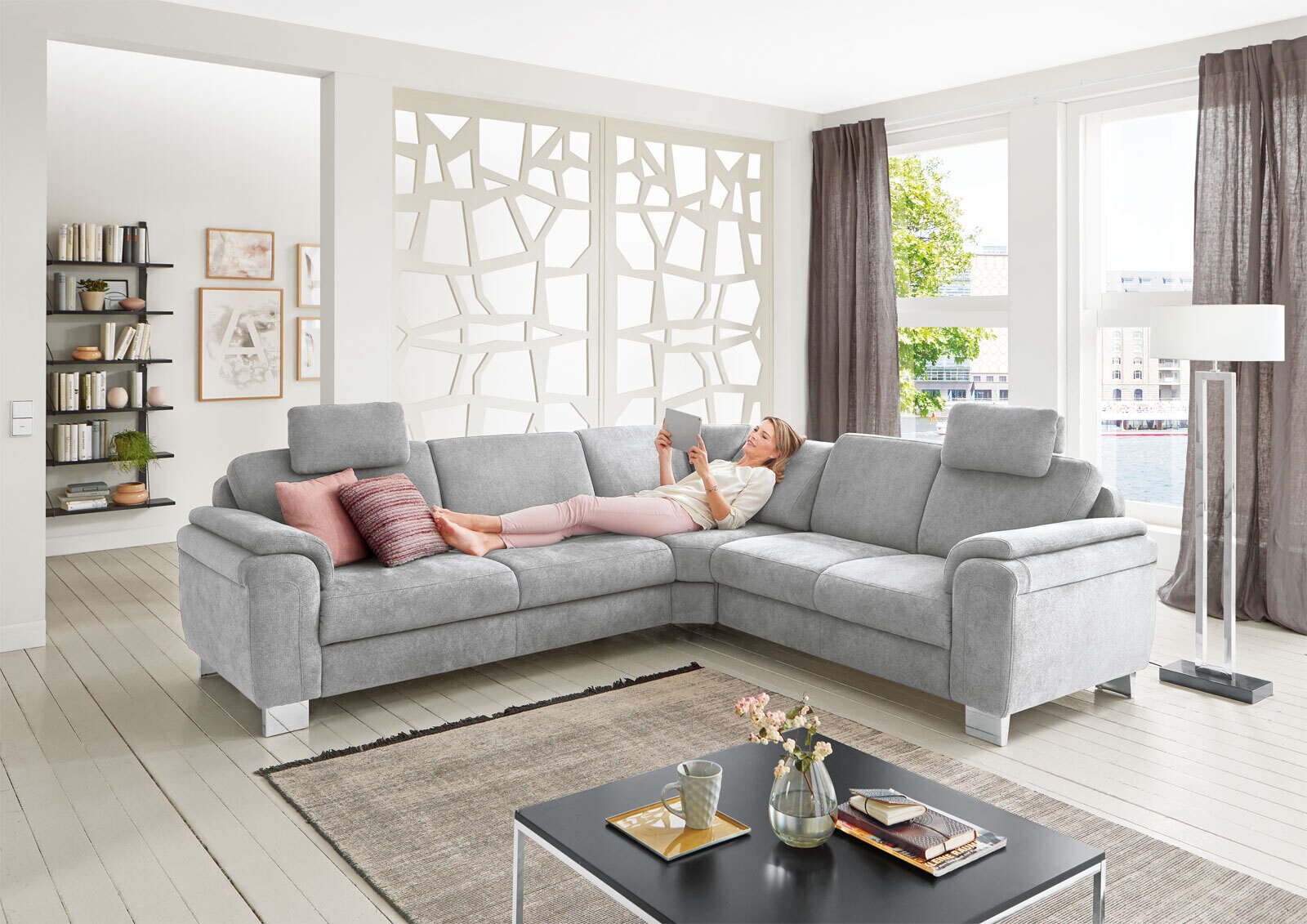 Ecksofa ❤ 276 x 169 cm Samt Grau hotsell Couch Malaga Inosign