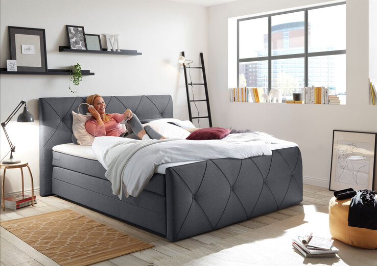 Boxspringbett Calgary 2 Anthrazit 180x200cm