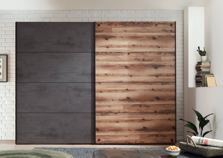 Schwebetürenschrank Dover Braun/Grau 270 x 210 x 60 cm