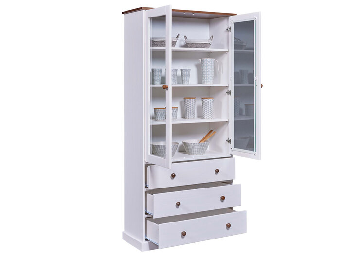 Vitrine Jacob Kiefer massiv lackiert 90 x 190 x 38,4 cm