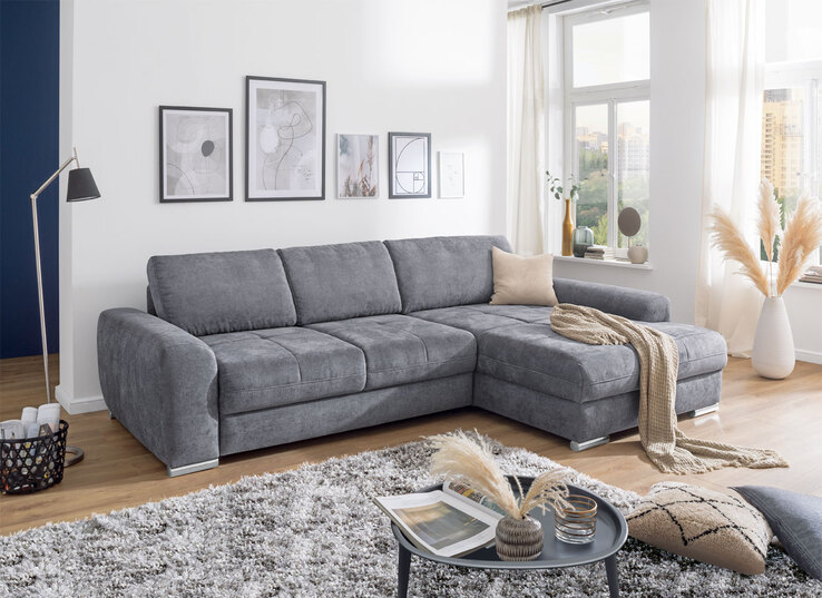 Schlafsofa Kelly Stoffbezug Anthrazit ca. 283 x 181 cm