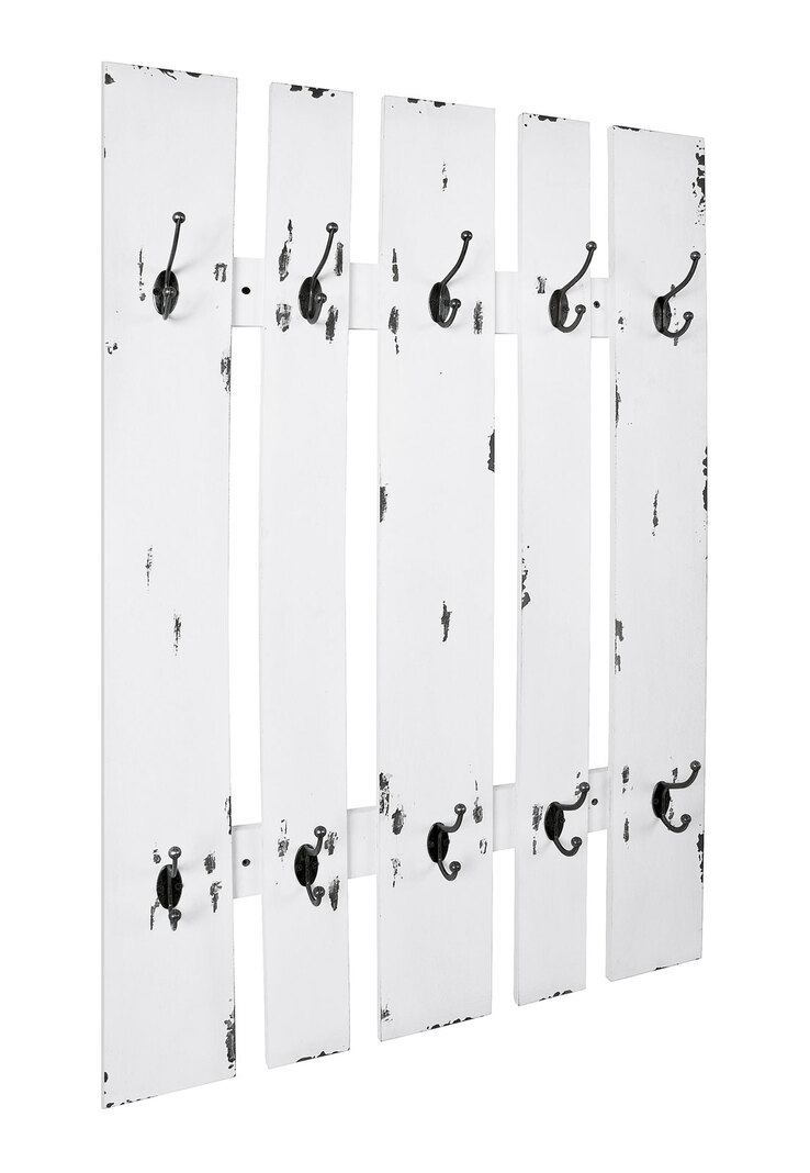 Wandgarderobe Marta 65 x 100 x 9 cm Vintage-Optik - Weiß lackiert