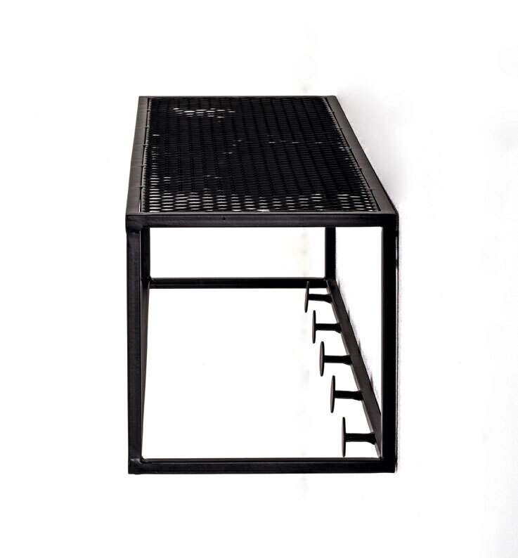 Wandgarderobe Leicester 5 Schwarz Metall 50 x 16 cm