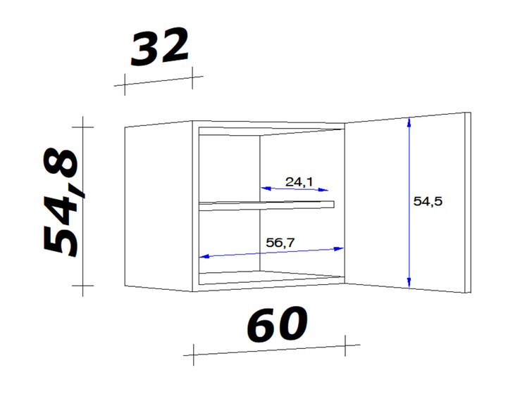 Hängeschrank Wito Weiß ca. 60x54x32 cm