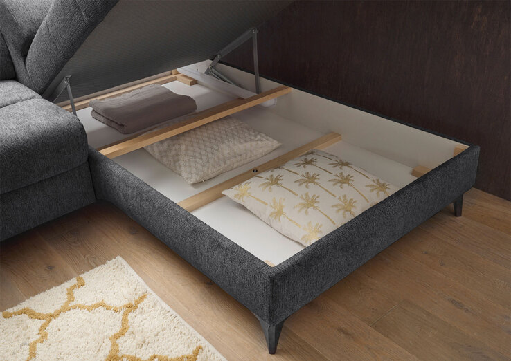 Ecksofa Sydney 282x86-105x198 grau Garnitur inkl. Kissen