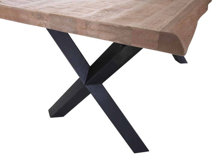 Esstisch Cortina 180 x 90 cm Mango Massiv Natur Baumkante