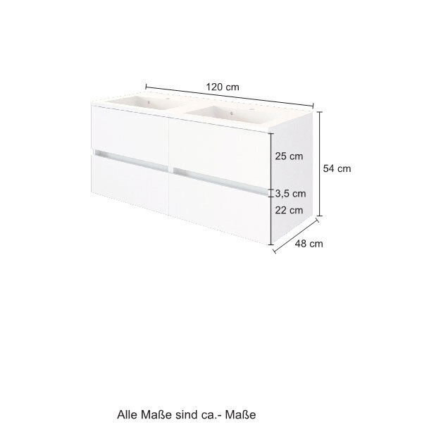Waschtisch Baabe 120 x 56 cm weiß matt