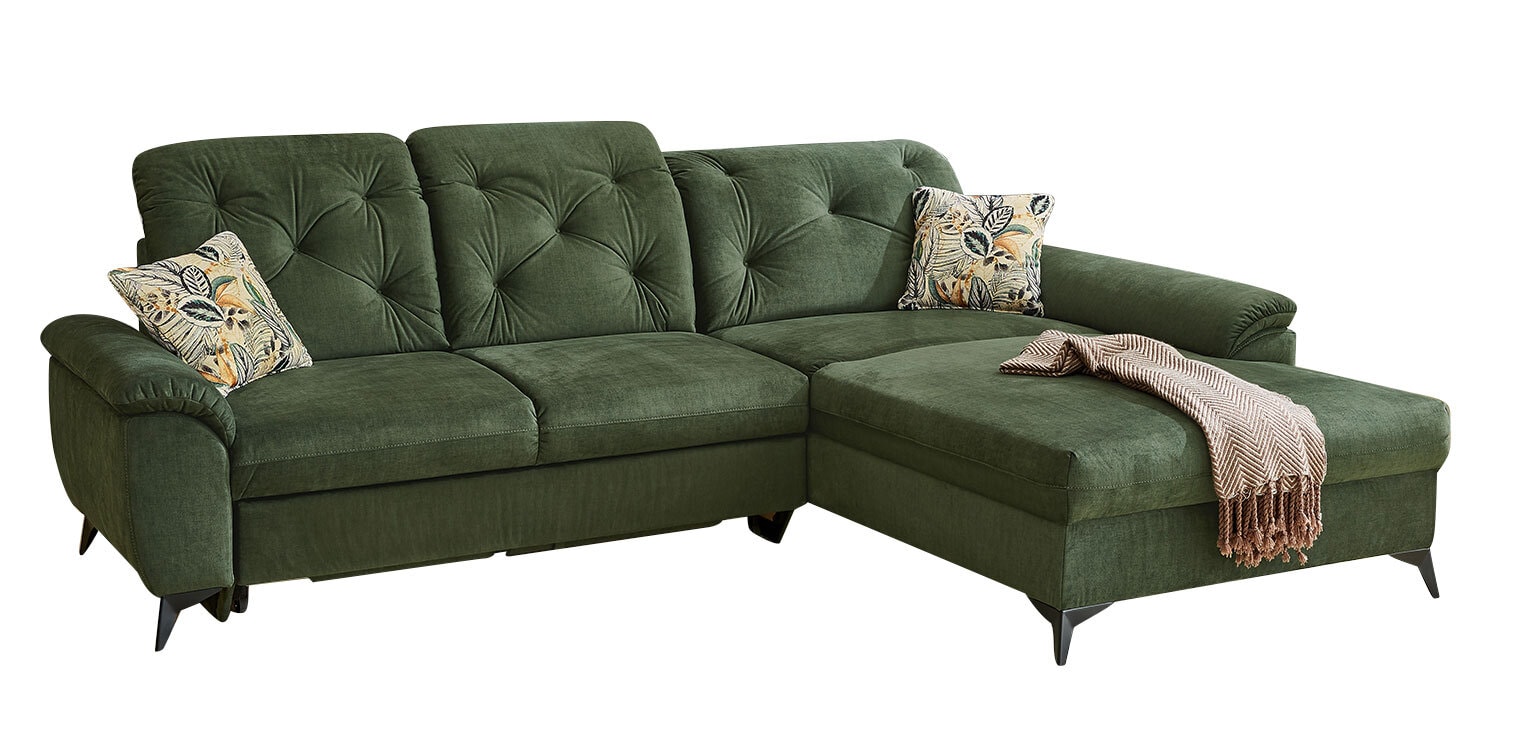 Ecksofa Studio, Stoffbezug dunkelgrün, ca. 280 x 202 cm