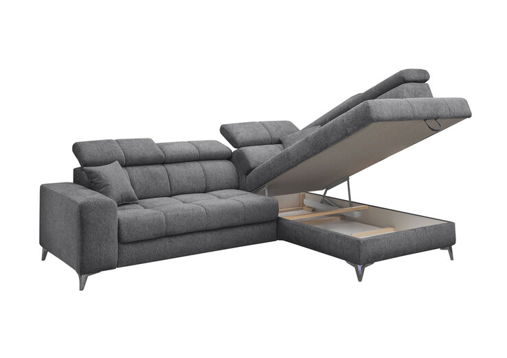 Ecksofa Sydney 282x86-105x198 grau Garnitur inkl. Kissen
