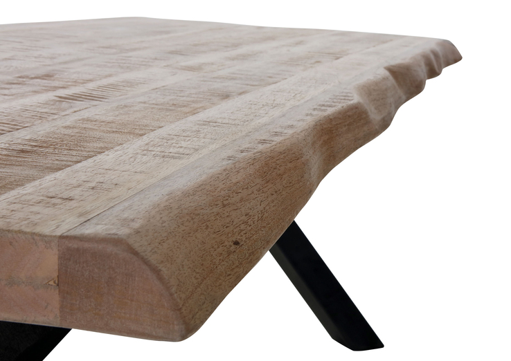 Esstisch Cortina 180 x 90 cm Mango Massiv Natur Baumkante