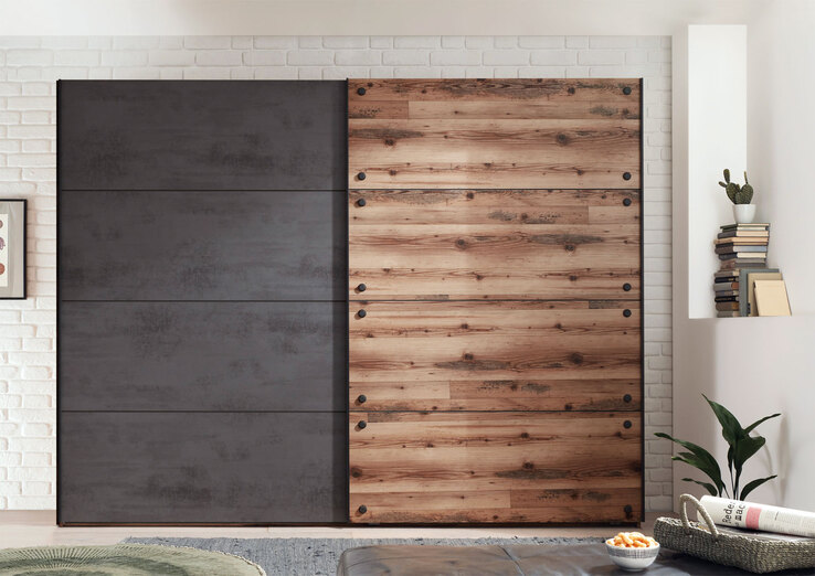 Schwebetürenschrank Dover Braun/Grau 270 x 210 x 60 cm