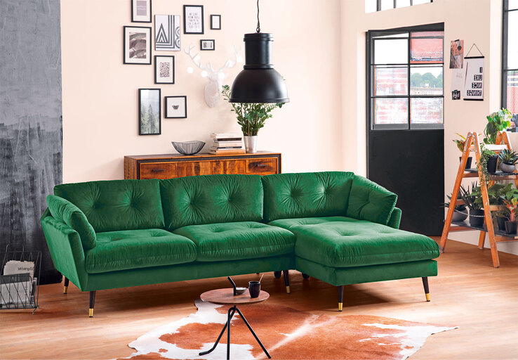 Ecksofa Japan Samtoptik Grün 270x155
