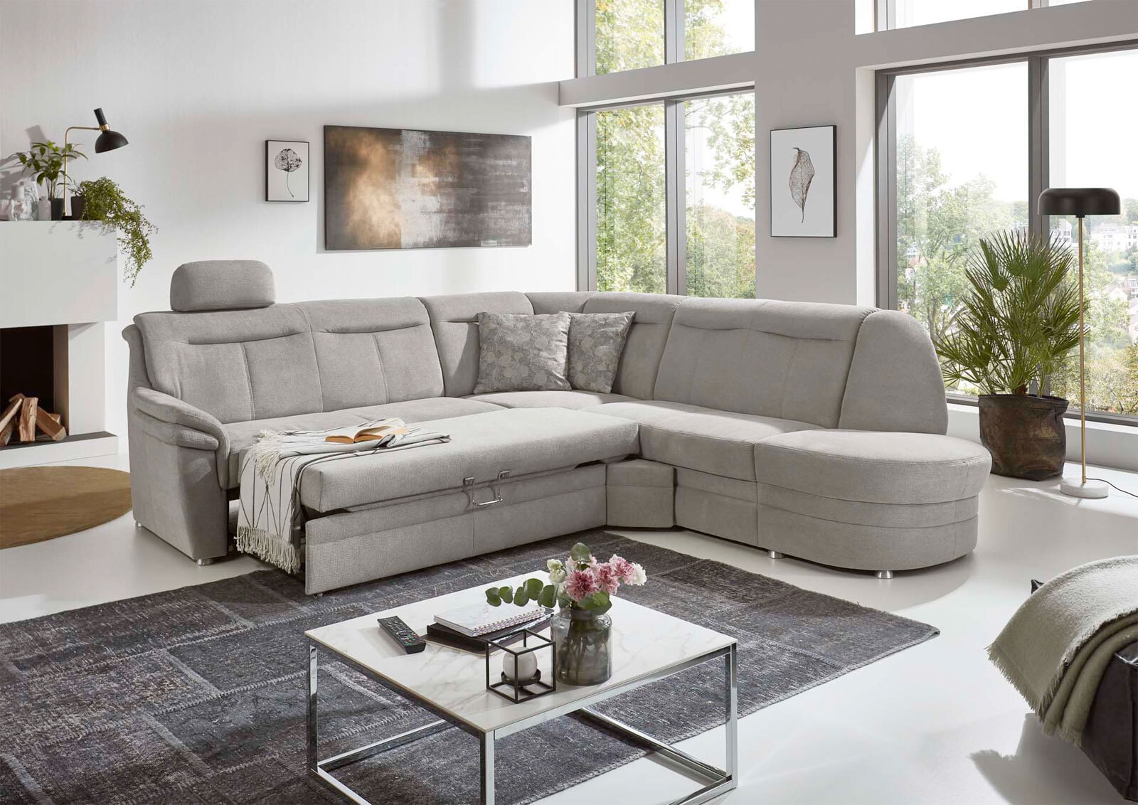 Ecksofa Mecheln Stoffbezug Belle silver 12 