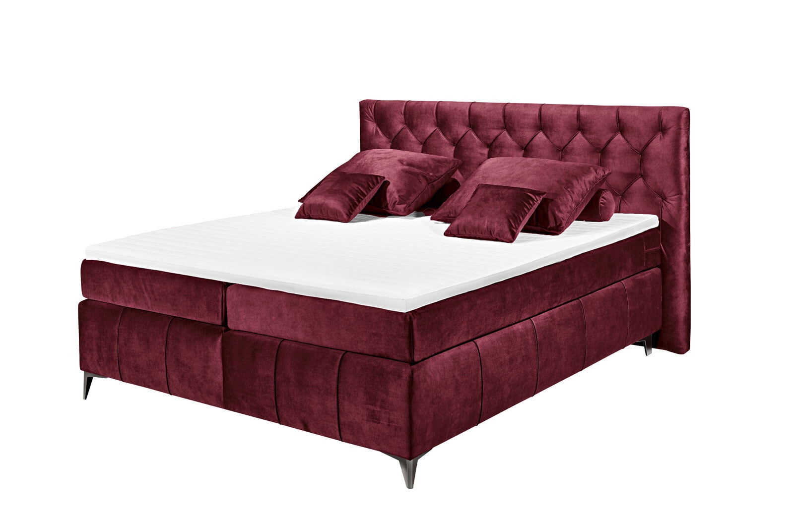 Boxspringbett Pembroke 8, ca. 180 x 200 cm, Burgund  