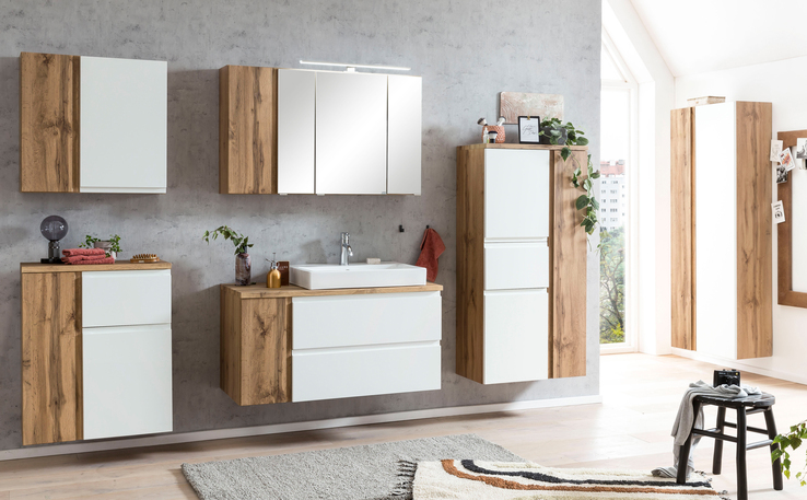 Spiegelschrank Gent braun 3-türig B/H/T 105x64x20 cm