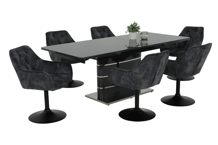 Stuhl BIRTE, Samtvelour Vintage Anthrazit