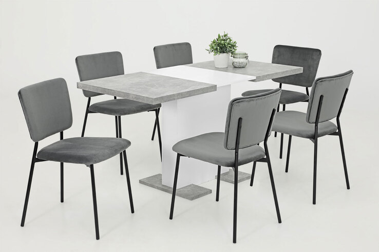 Tisch Britt Beton-Optik/Weiß 110-150 x 69 cm