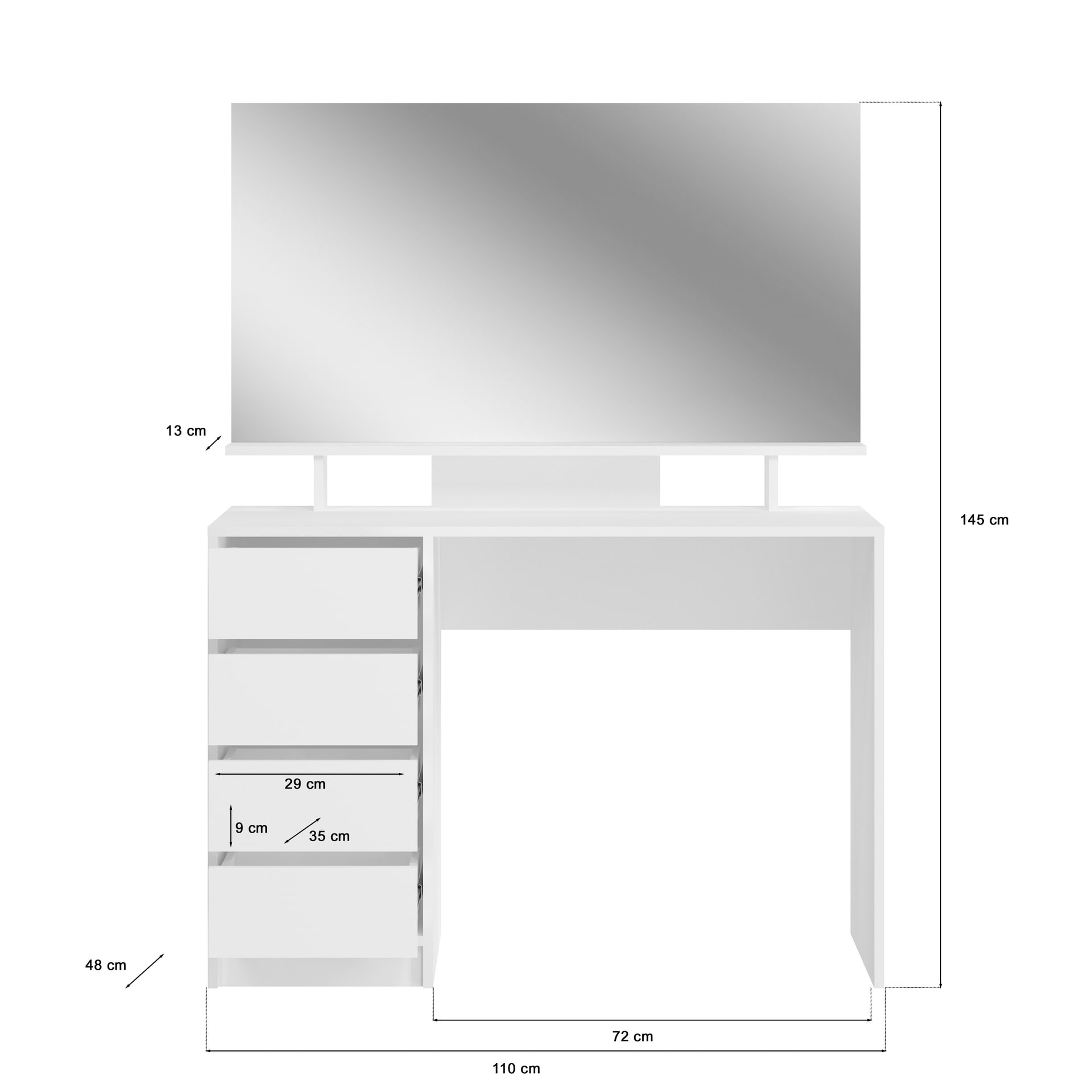 Schminktisch Emma Weiß B/H/T 110x148x48 cm