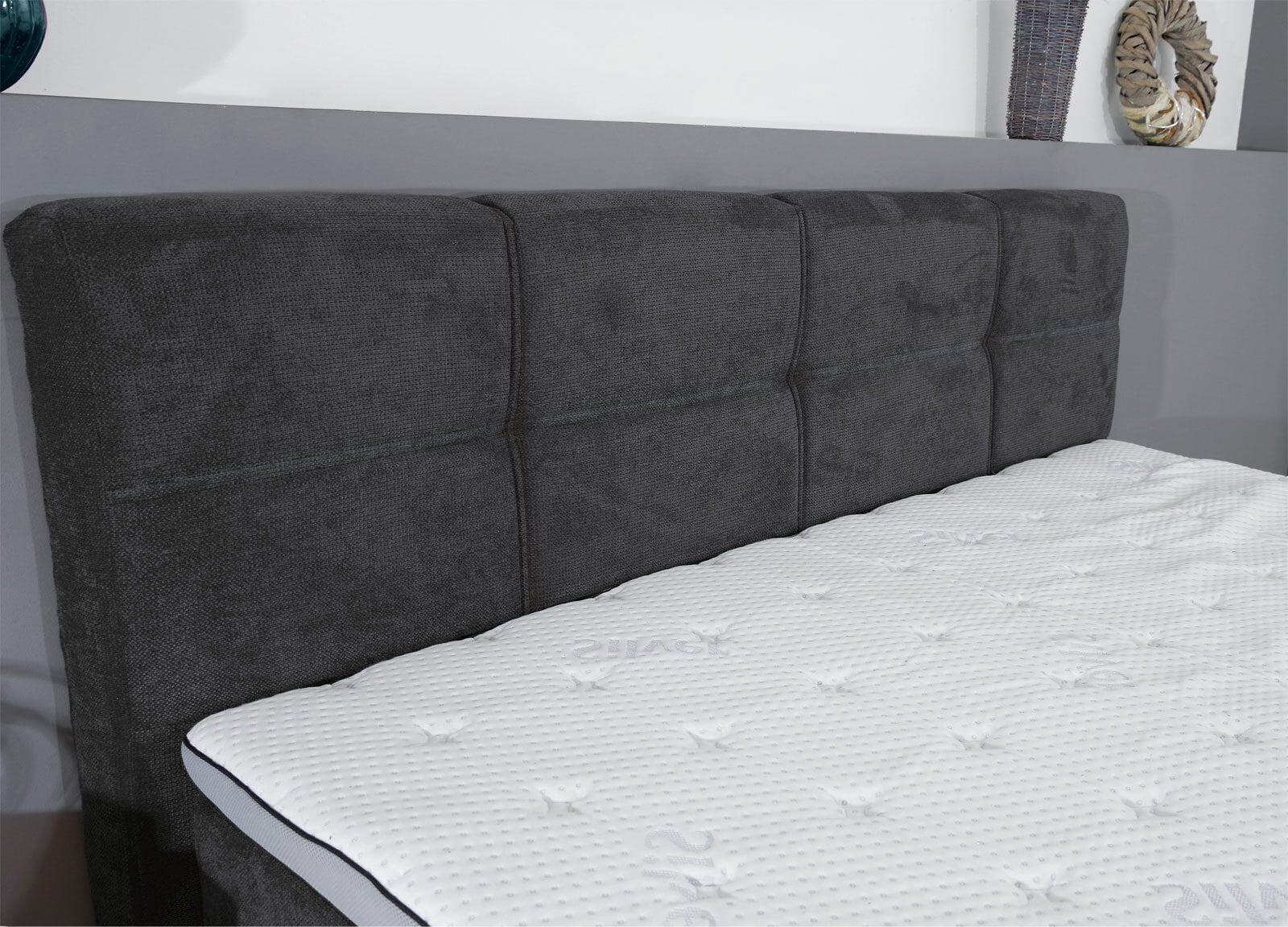 Boxspringbett Portage, Stoff anthrazit, 160 x 200 cm