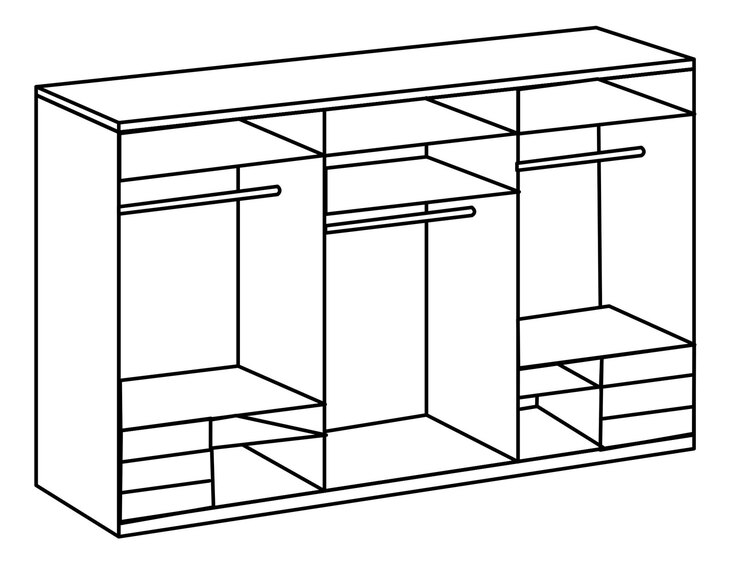 Schwebetürenschrank Level 36 A 300 x 236 cm braun/ weiß
