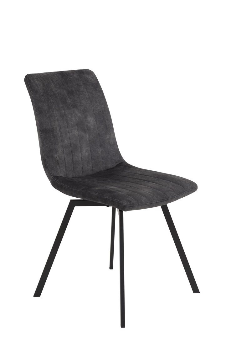Stuhl Theda 4er Set, 48x84x64 cm Vintage Velvet Anthrazit, Microfaser