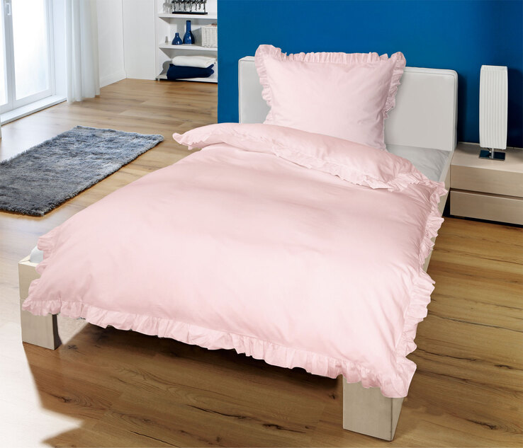 2er Set - Bettwäsche mit Rüschen Rosa