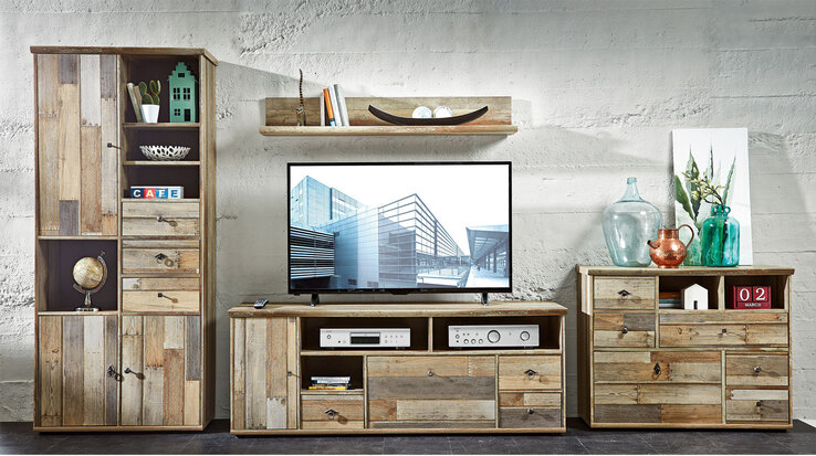 Wohnwand Bonanza Driftwood Nachbildung ca. 374 x 189 x 52 cm