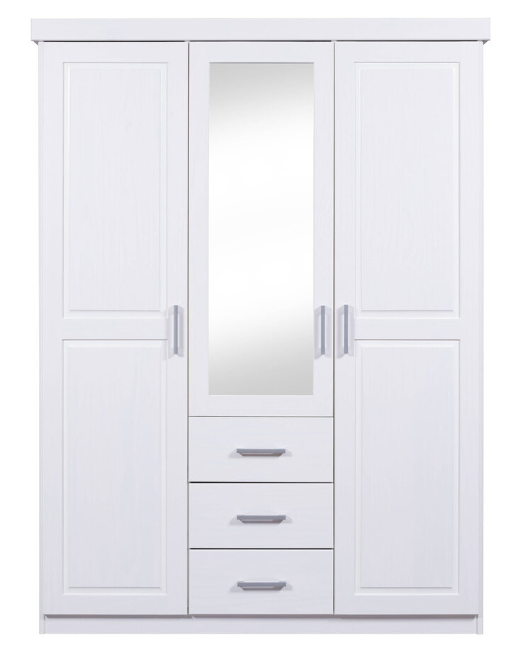 Drehtürenschrank Thilo 140 x 190 cm Kiefer massiv weiß lackiert