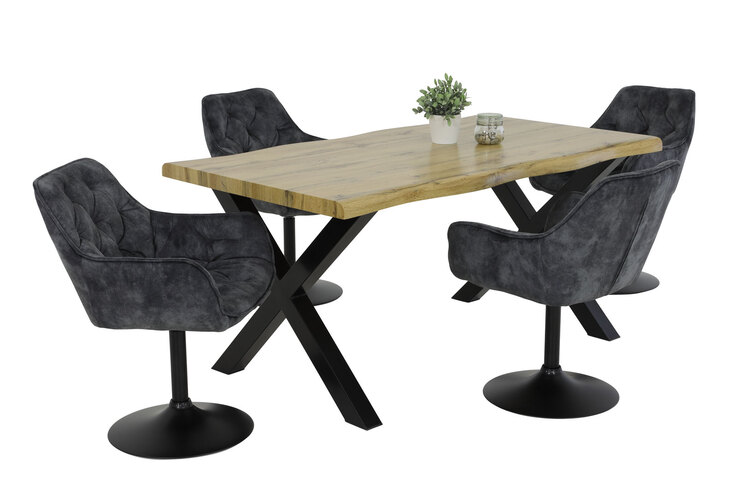 Stuhl BIRTE, Samtvelour Vintage Anthrazit