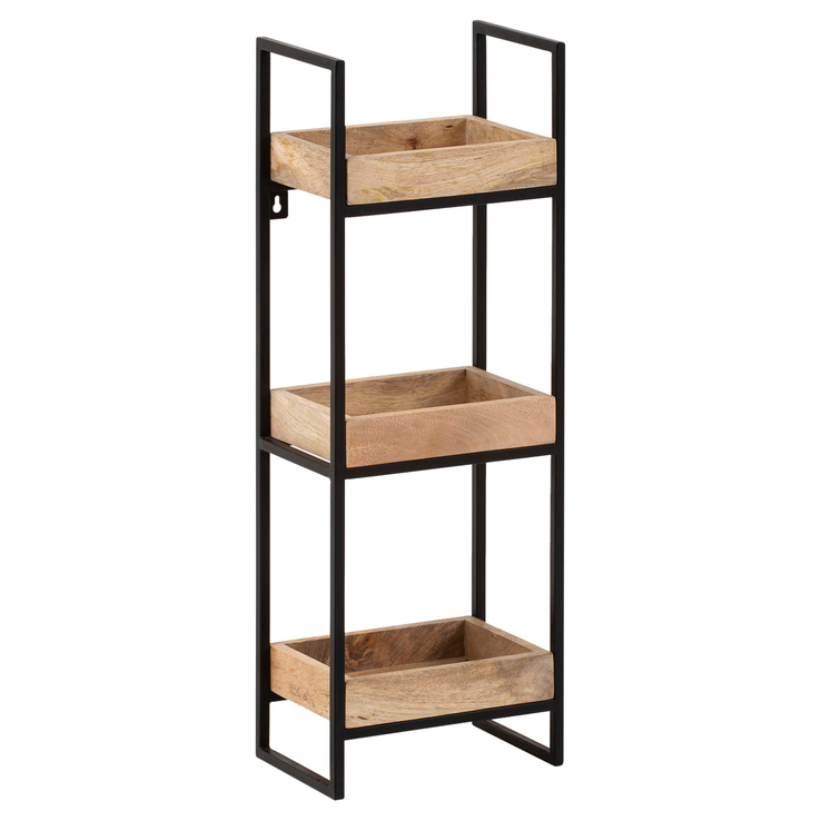 Wandregal 27x77x18 cm Metall/Massivholz Mango braun/schwarz