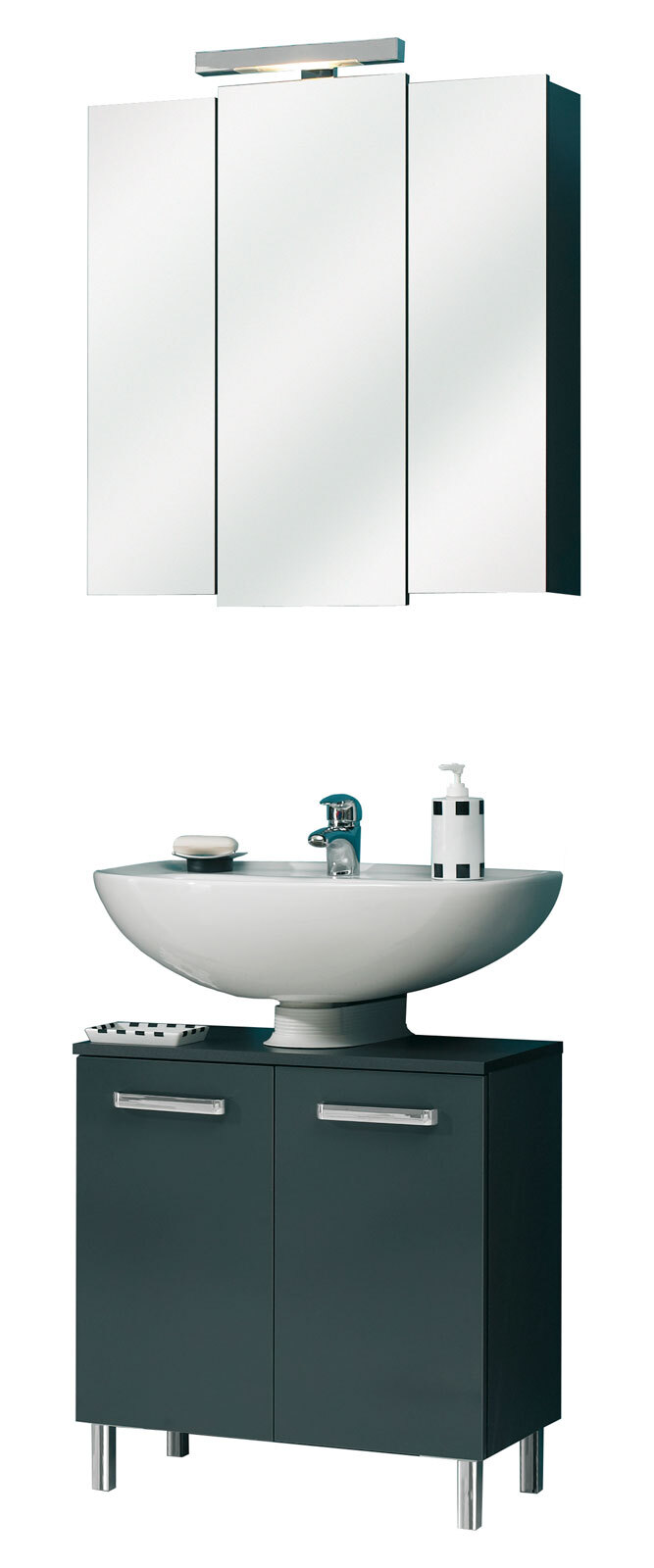 Waschbeckenunterschrank 60 cm - Anthrazit - QUICKSET 311