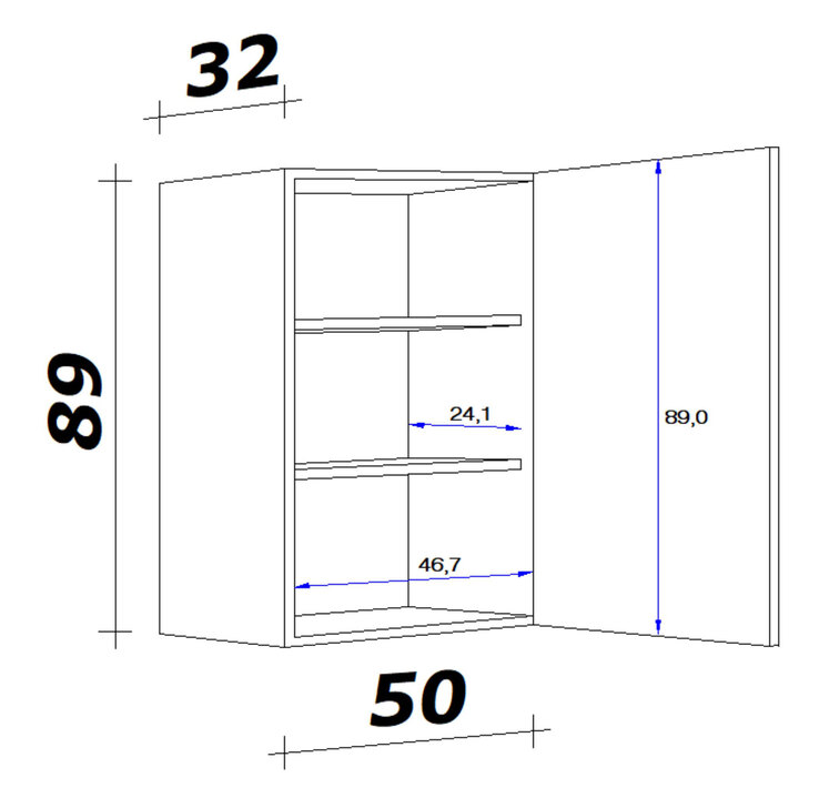 Hängeschrank Avila Magnolia/Lancelot Oak ca.50x89x32 cm