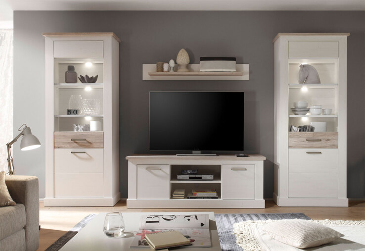 Stauraumvitrine Toronto Anderson Pinie hell Nachbildung ca. 80 x 210 x 42 cm