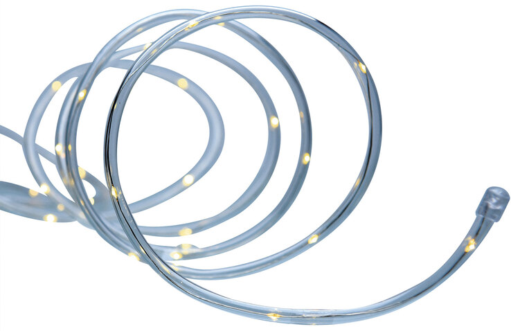 LED Lichterschlauch Außen 5m warmweiß Timer 8Funktionen Batterie Kunststoff transparent Weihnachten