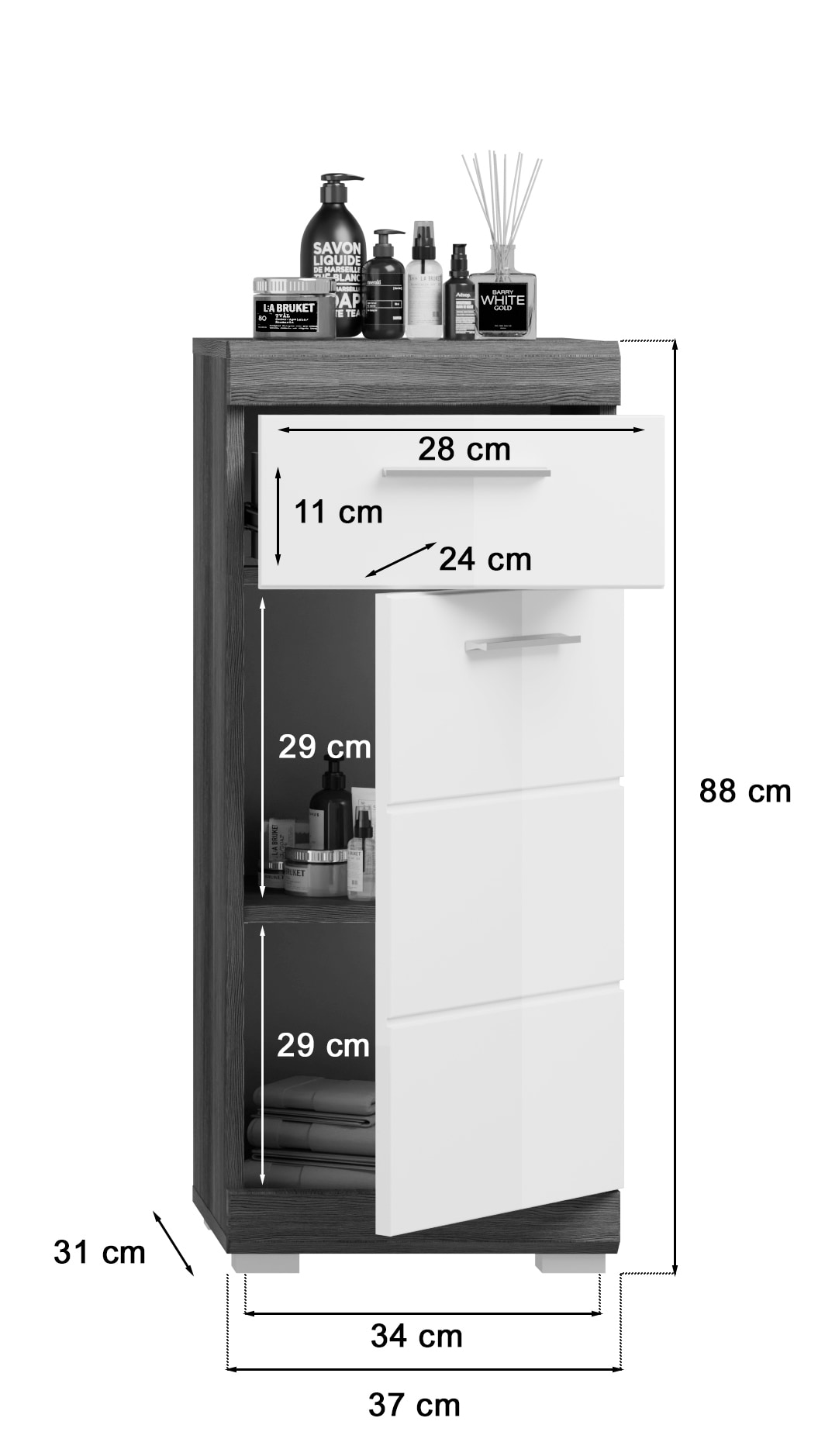 Badkombination Scout rauchsilber 4-teilig B/H/T 112x191x34 cm