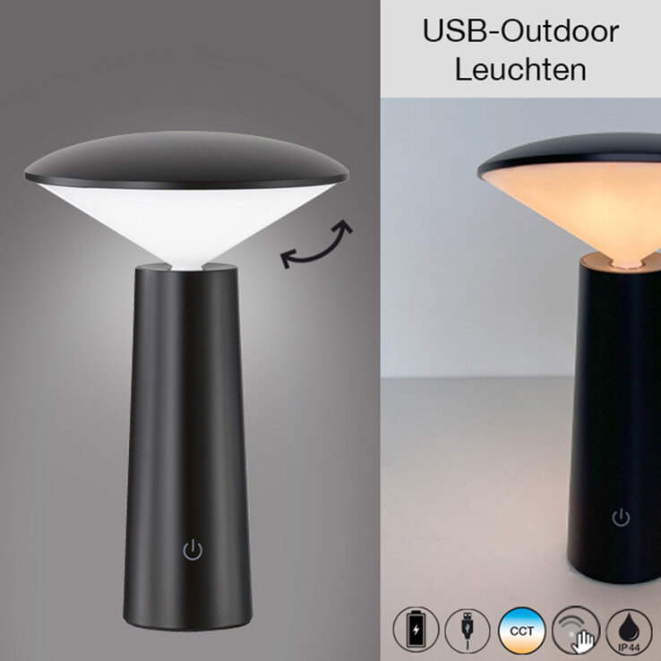 easy! by FHL Outdoor Tischlampe Pinto 14x21cm Kunststoff schwarz