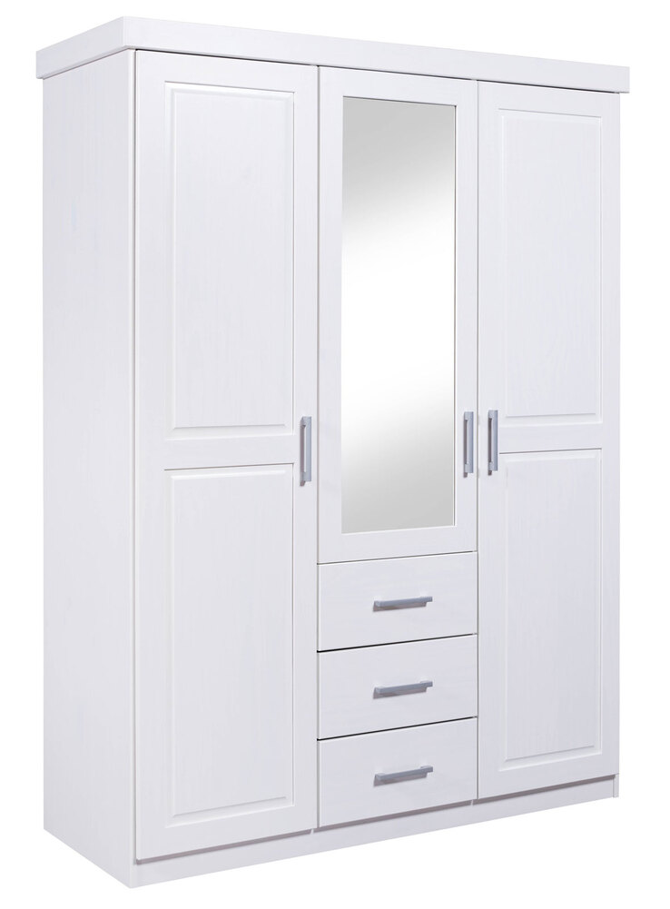 Drehtürenschrank Thilo 140 x 190 cm Kiefer massiv weiß lackiert