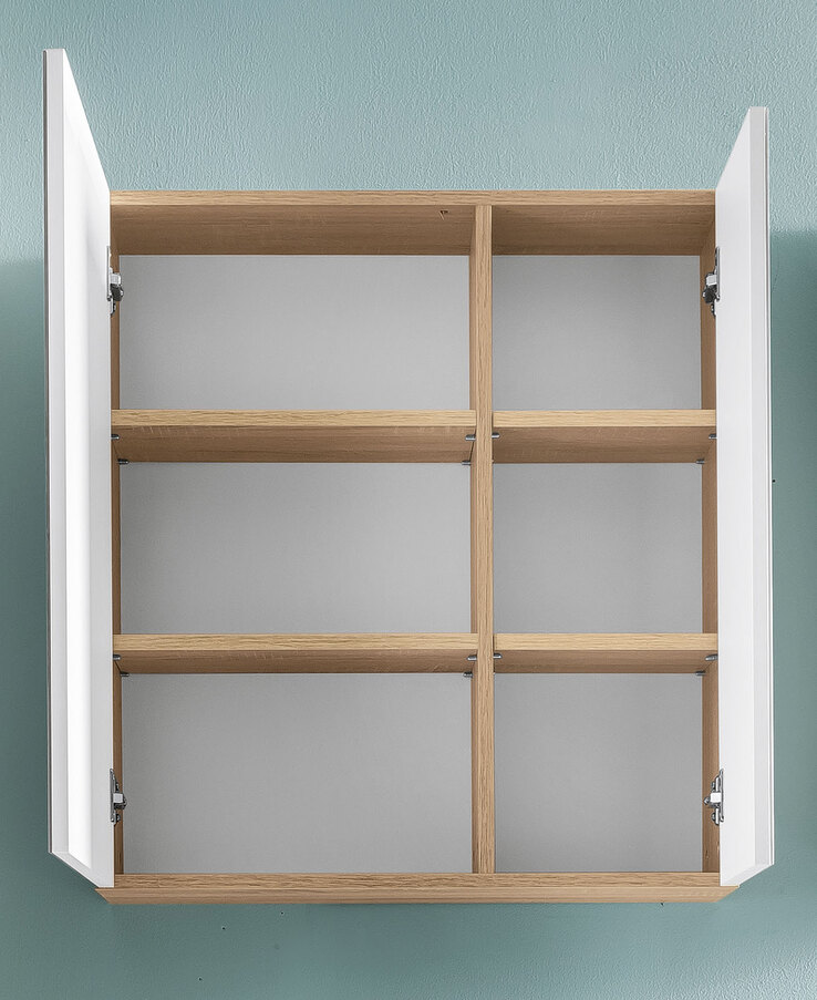 Spiegelschrank Porto Weiß/Eiche sägerau Nachbildung ca. 65 x 70 x 21 cm