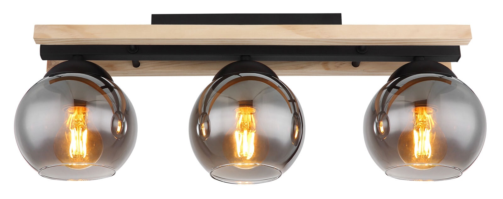 GLOBO Retrofit Deckenlampe Conni 60x20,5 cm Holz/rauchfarbig