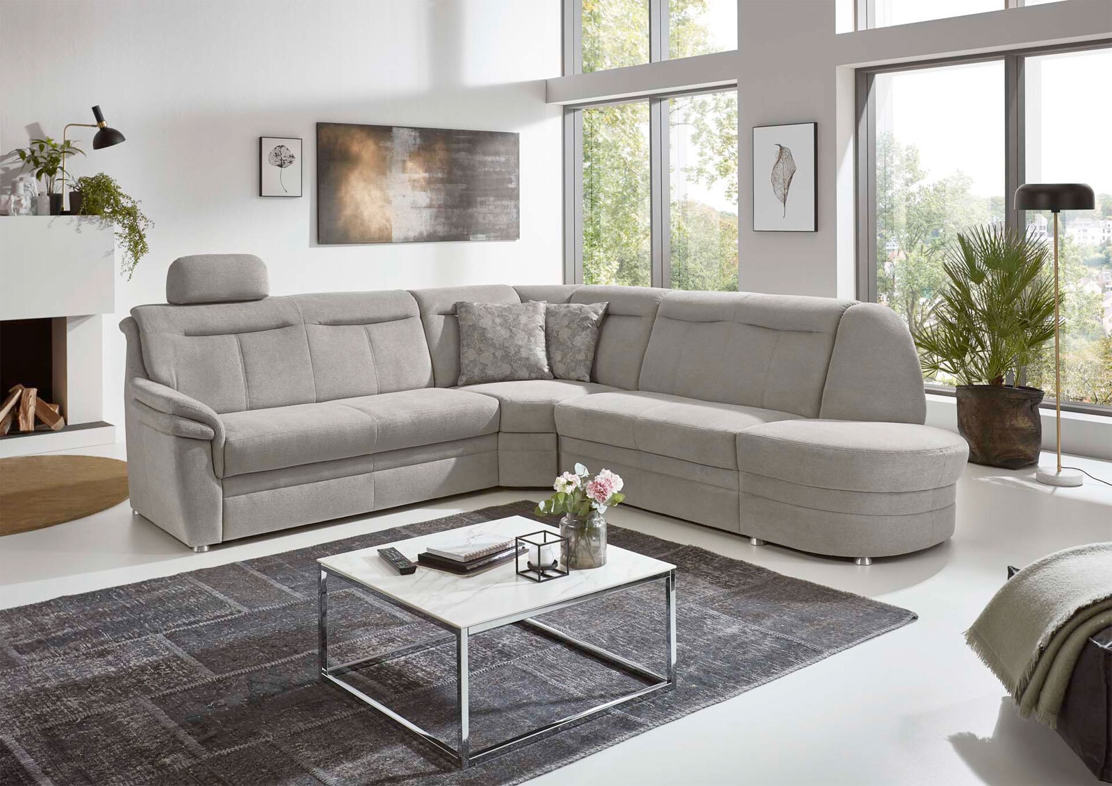 Ecksofa Mecheln Stoffbezug Belle silver 12 