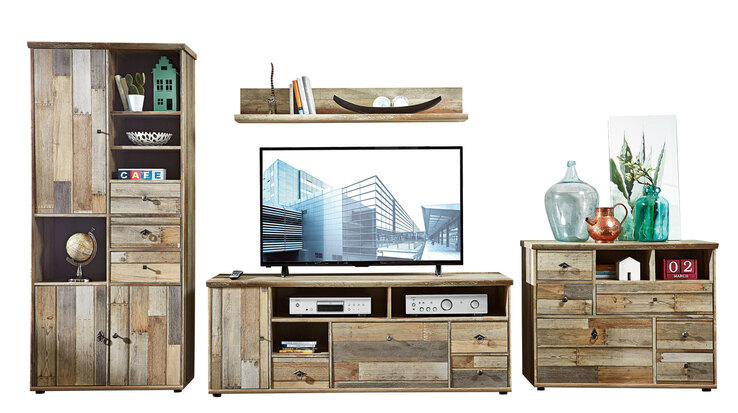 Wohnwand Bonanza Driftwood Nachbildung ca. 374 x 189 x 52 cm